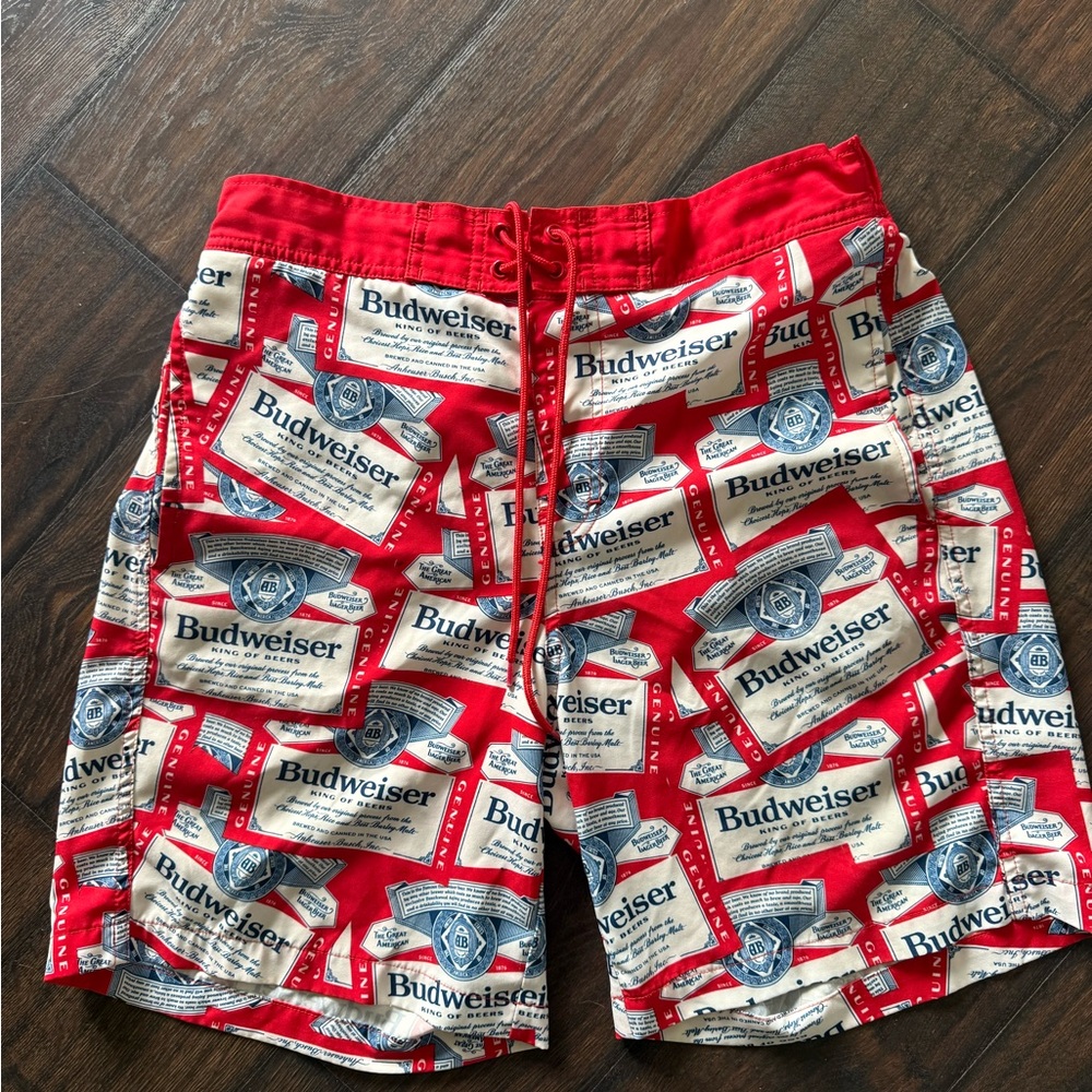 Budweiser Red and White Men's Shorts